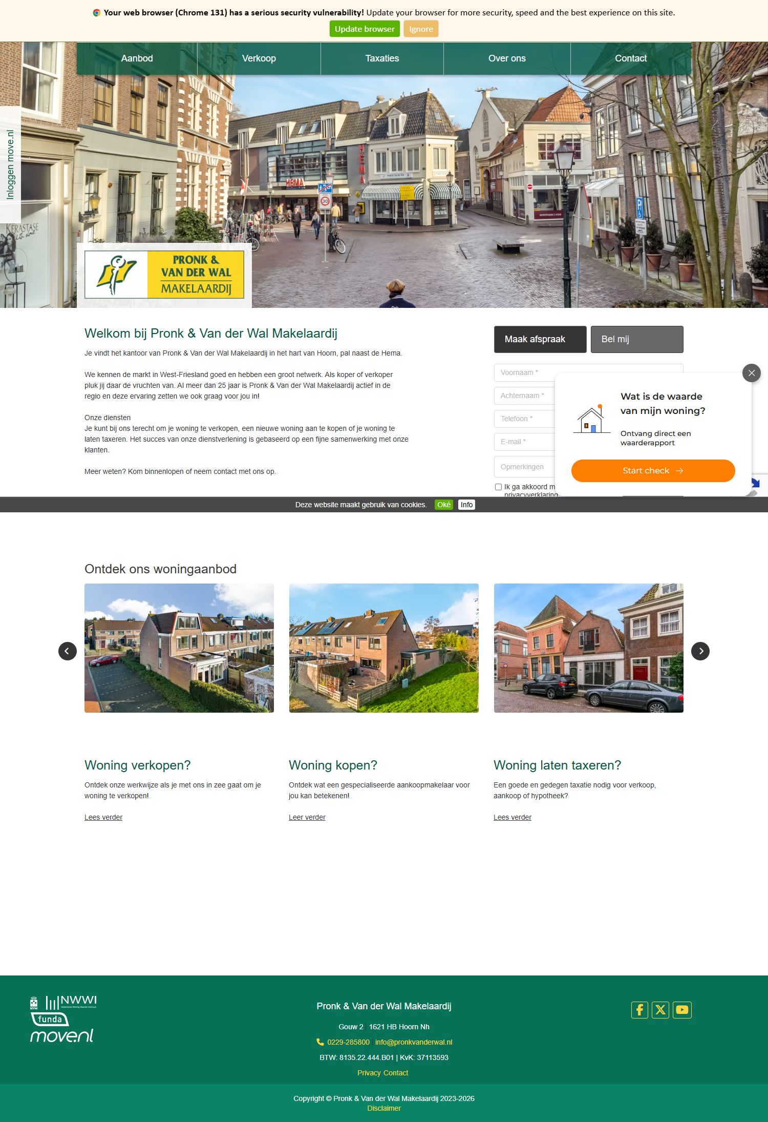 Screenshot der Website von www.pronkvanderwal.nl