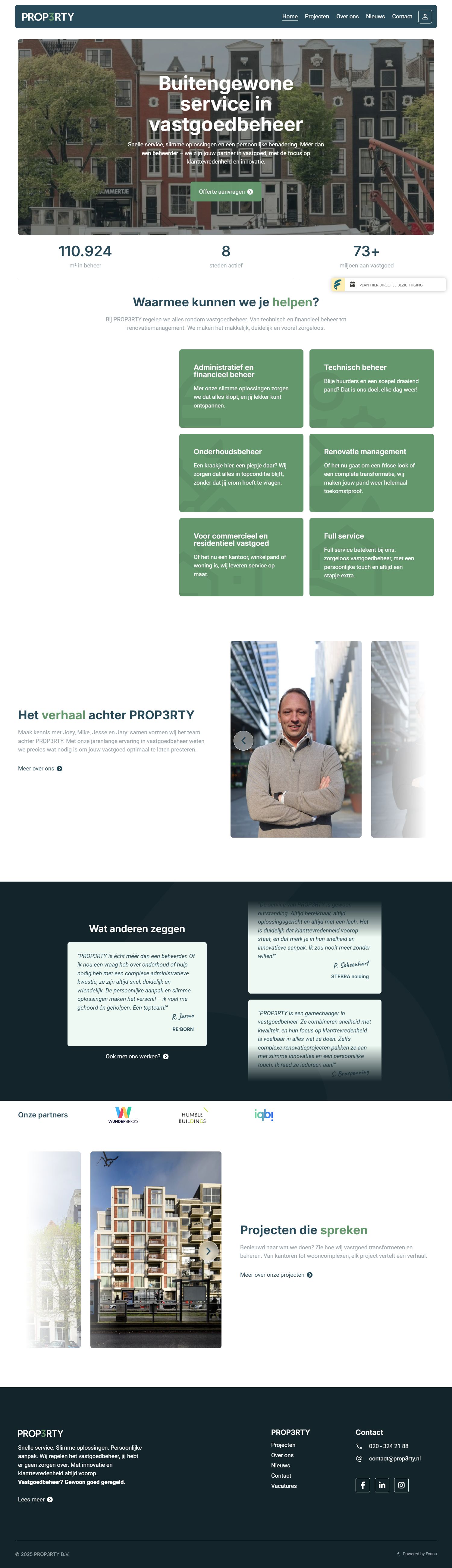 Screenshot van de website van www.prop3rty.nl