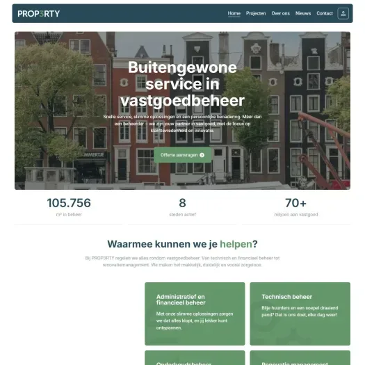 Screenshot of the website of www.prop3rty.nl