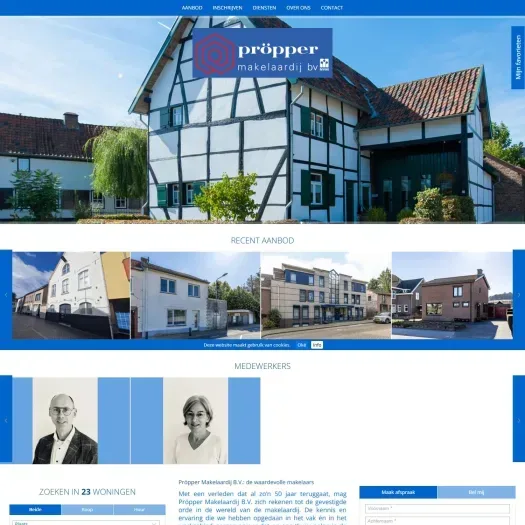 Screenshot van de website van www.propper.nl