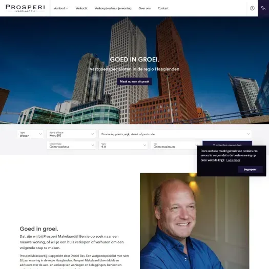Screenshot der Website von www.prosperimakelaardij.nl