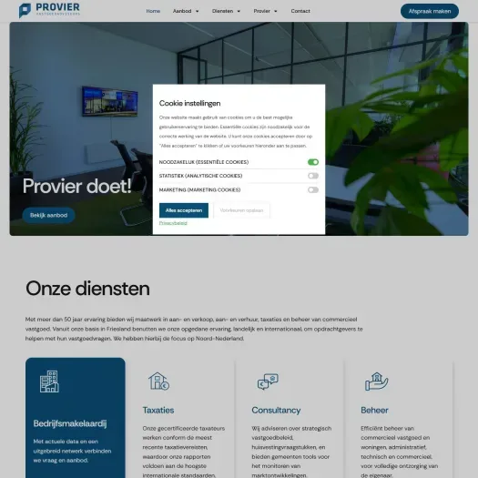 Screenshot van de website van provier.nl