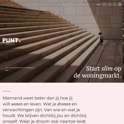 Capture d'écran du site web de www.puntmakelaars.nl