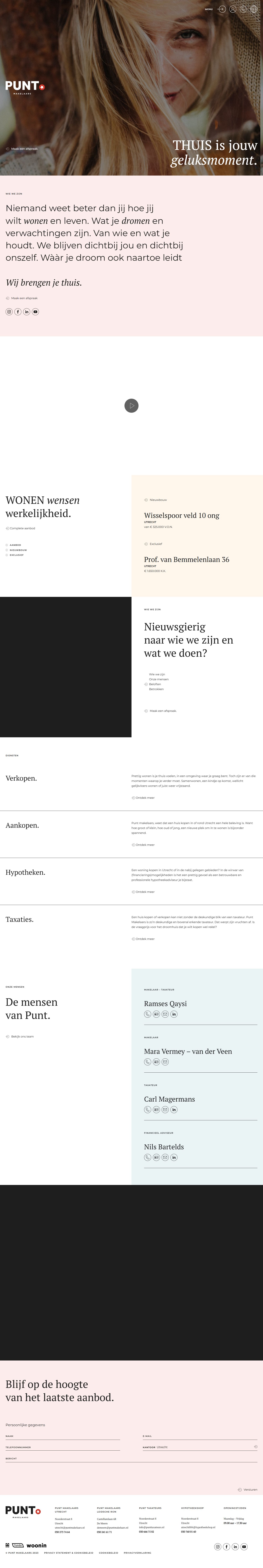 Capture d'écran du site web de www.puntmakelaars.nl