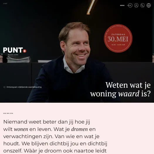 Screenshot der Website von www.puntmakelaars.nl