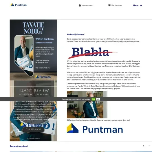 Screenshot der Website von www.puntman.nl