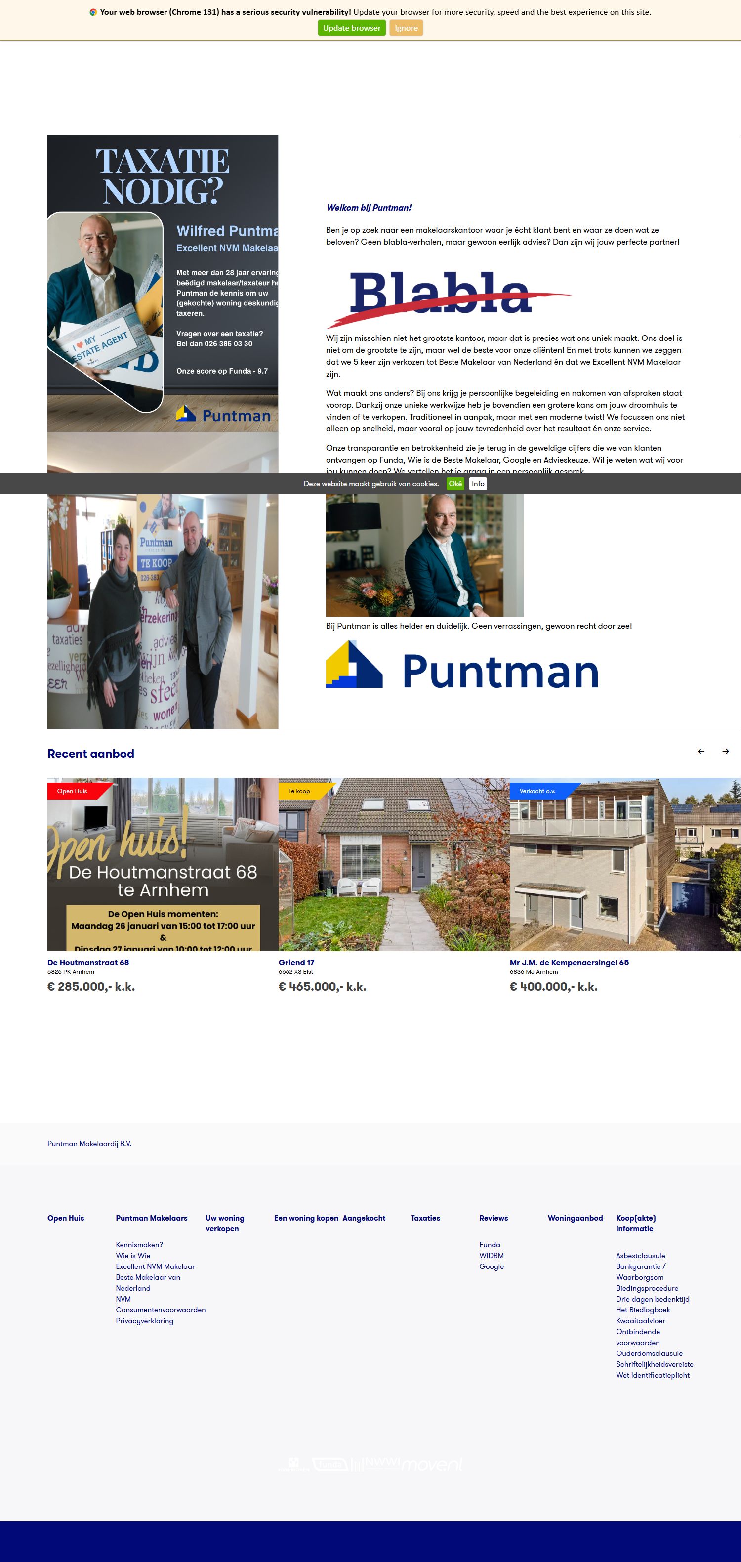 Screenshot of the website of www.puntman.nl