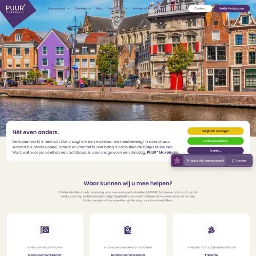 Screenshot of the website of www.puurmakelaars.nl