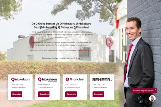 Screenshot of the website of www.qmakelaars.nl