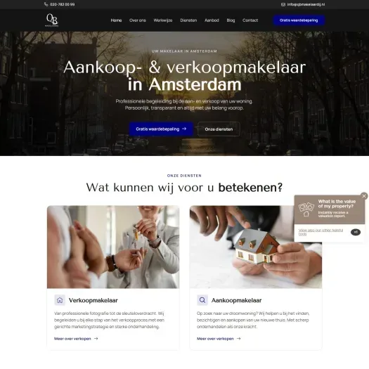 Screenshot der Website von www.qbmakelaardij.nl