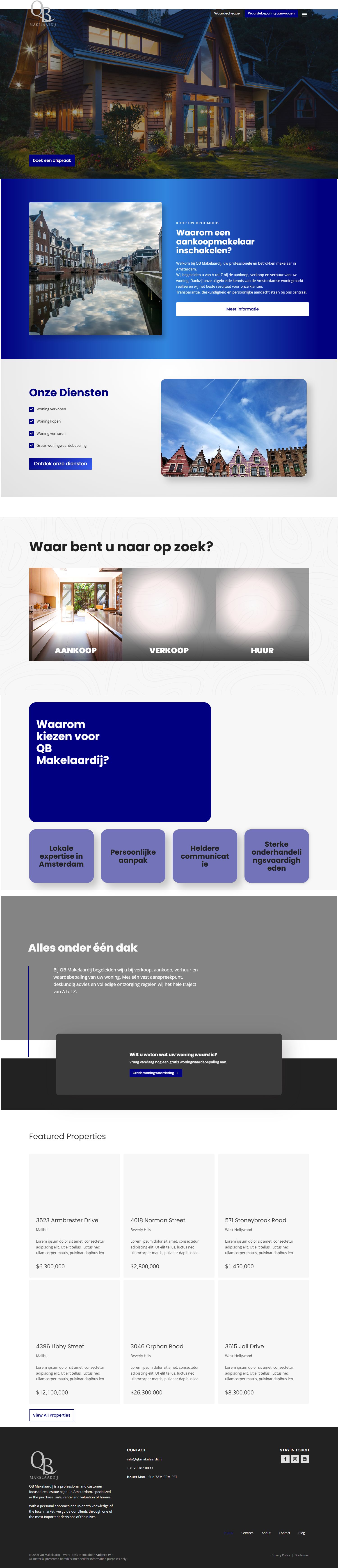 Screenshot of the website of www.qbmakelaardij.nl