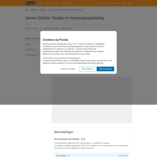 Screenshot der Website von www.funda.nl