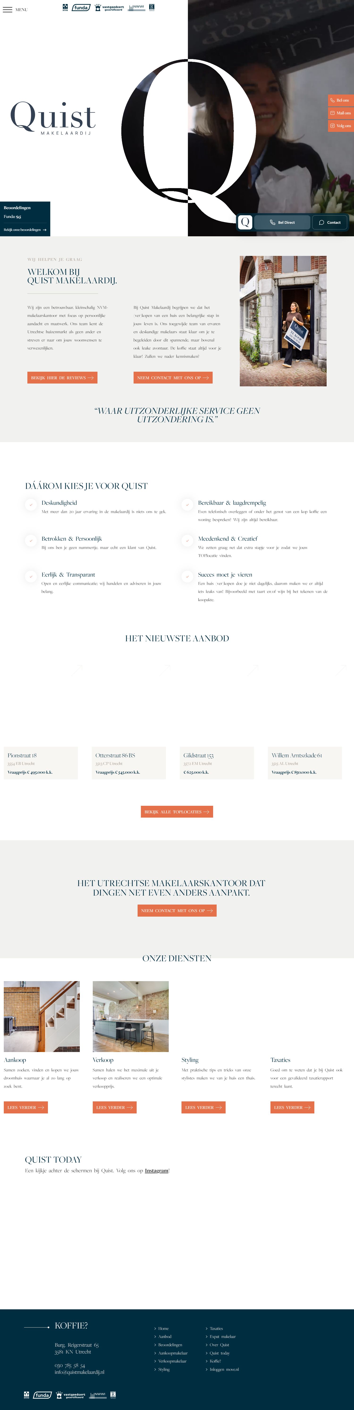 Screenshot of the website of www.quistmakelaardij.nl