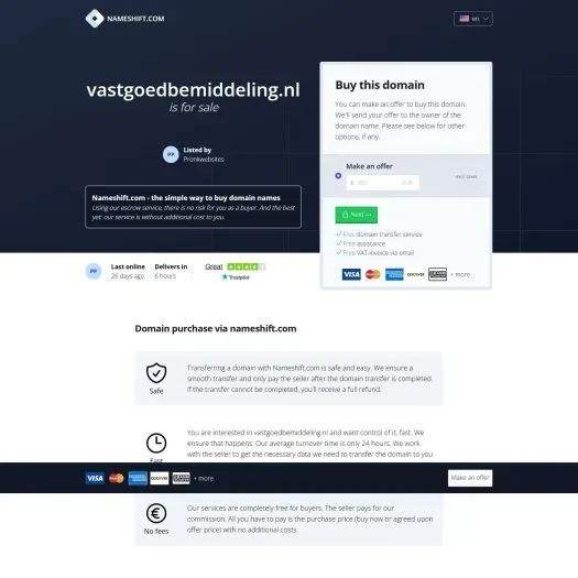 Screenshot van de website van www.vastgoedbemiddeling.nl