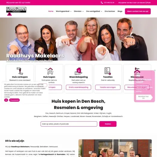 Screenshot van de website van www.raadhuysmakelaars.nl
