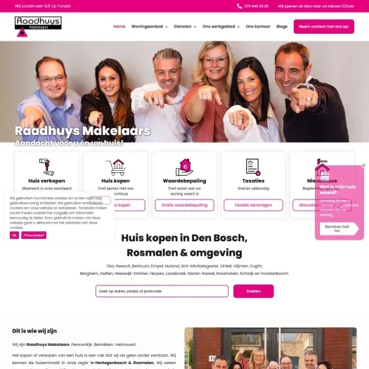 Screenshot van de website van www.raadhuysmakelaars.nl