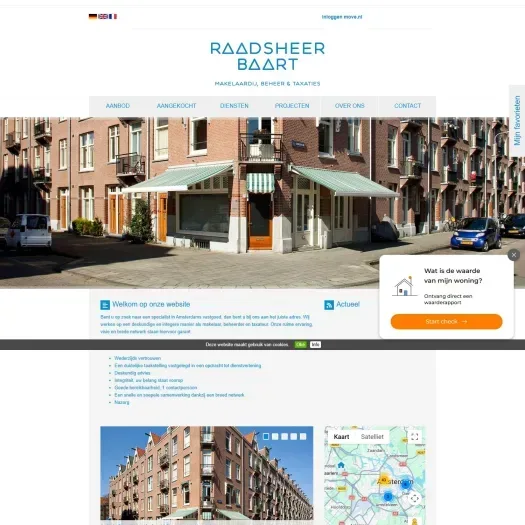 Screenshot van de website van www.raadsheerbaart.nl