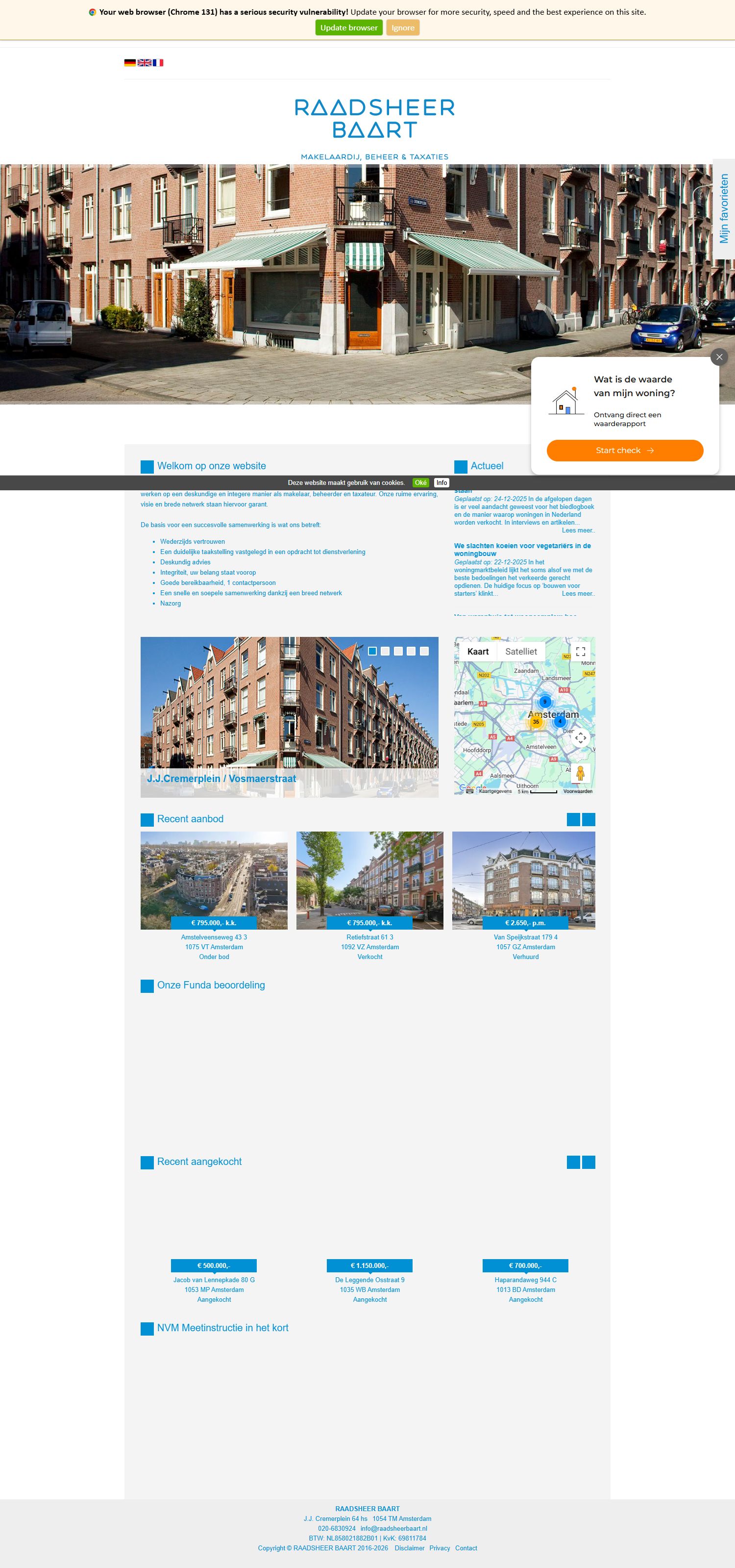 Screenshot van de website van www.raadsheerbaart.nl