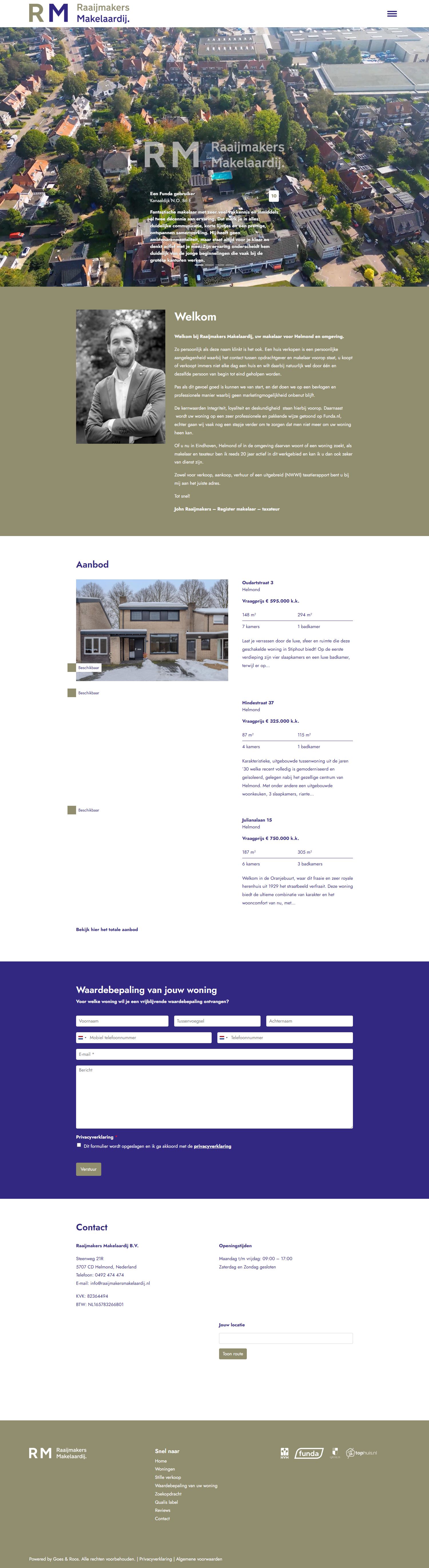 Screenshot van de website van www.raaijmakersmakelaardij.nl