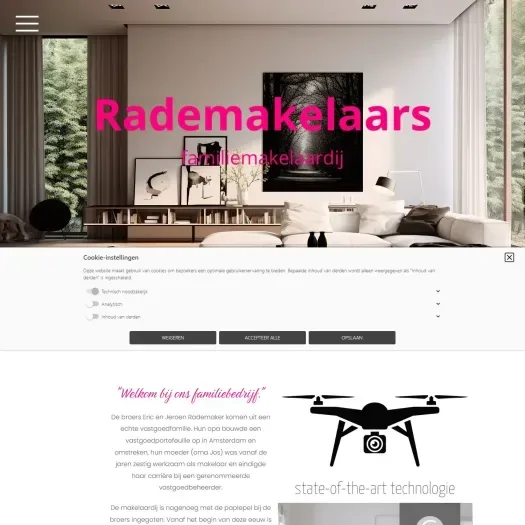Screenshot van de website van www.rademakelaars.nl