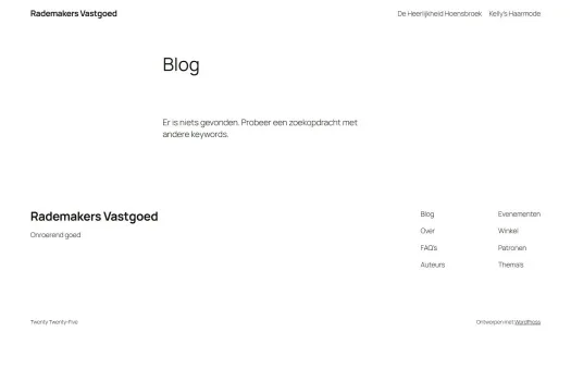 Screenshot van de website van www.rademakersvastgoed.nl