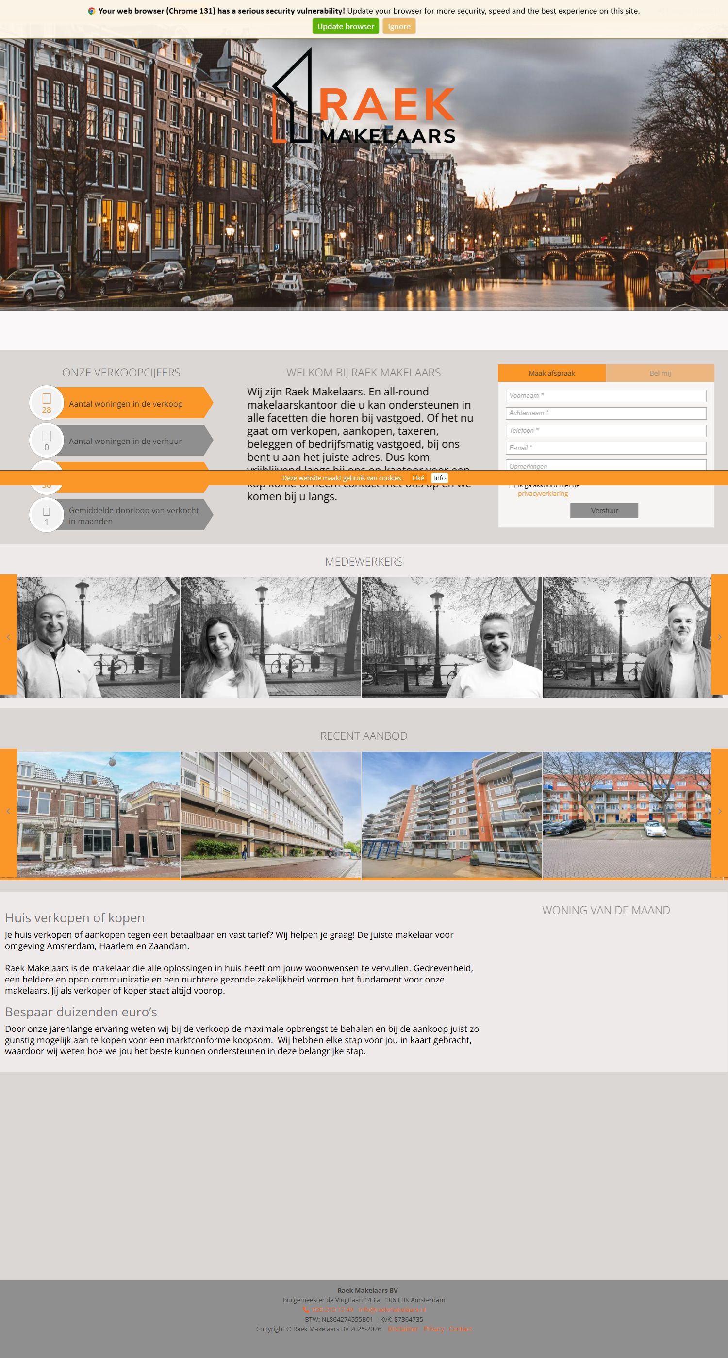 Capture d'écran du site web de www.raekmakelaars.nl