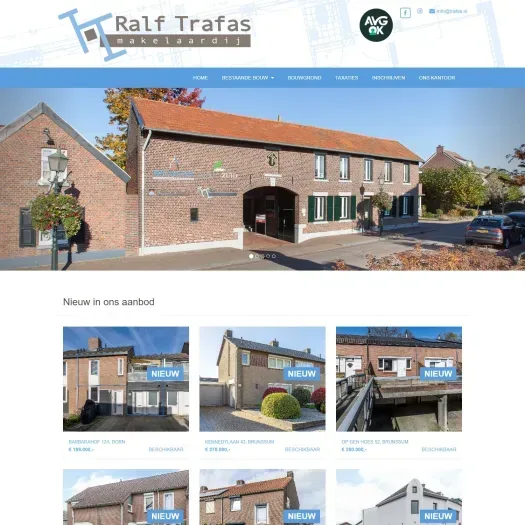 Screenshot van de website van www.trafas.nl