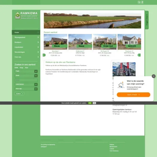 Screenshot van de website van www.ramkema.nl