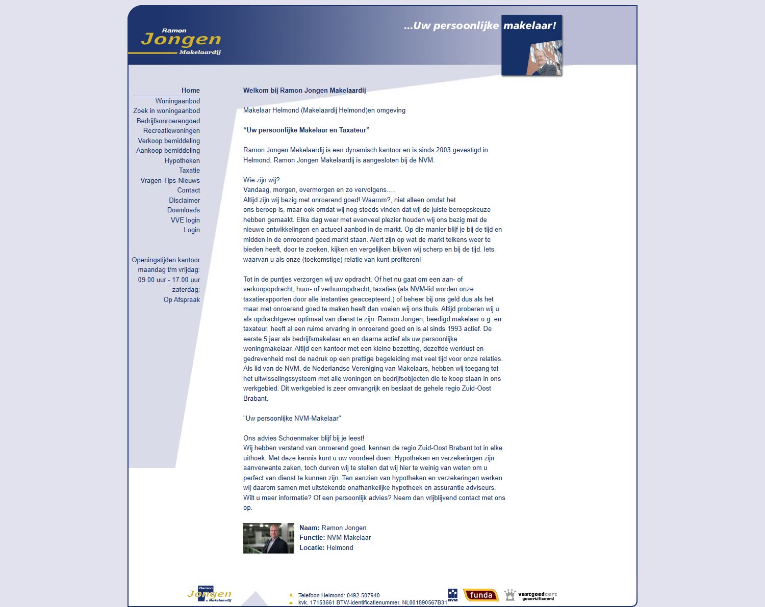 Screenshot of the website of www.ramonjongen.nl