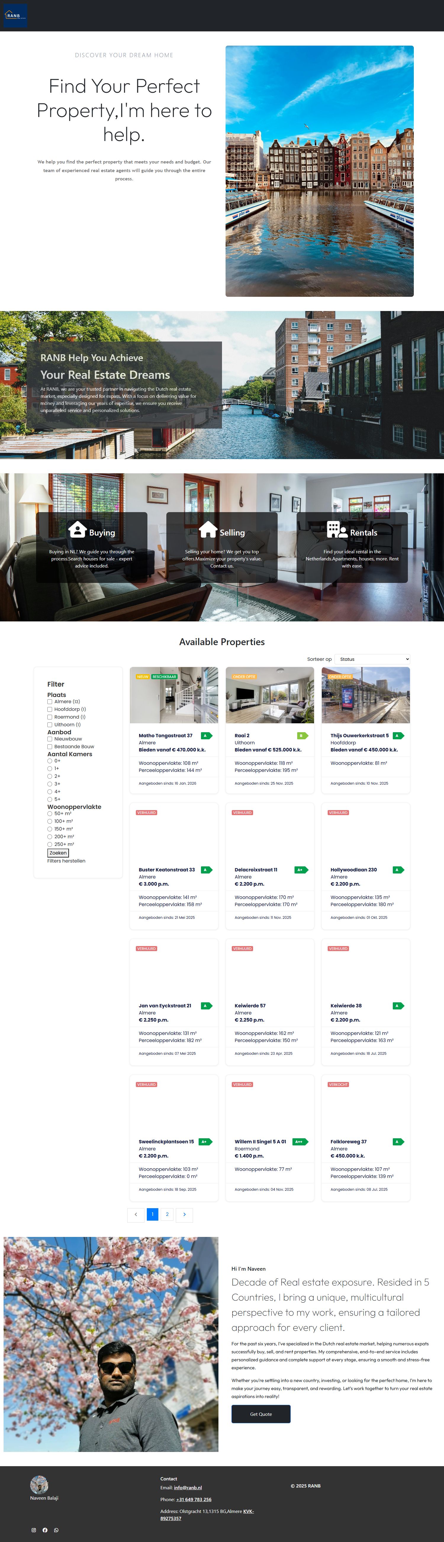 Screenshot der Website von www.ranb.nl