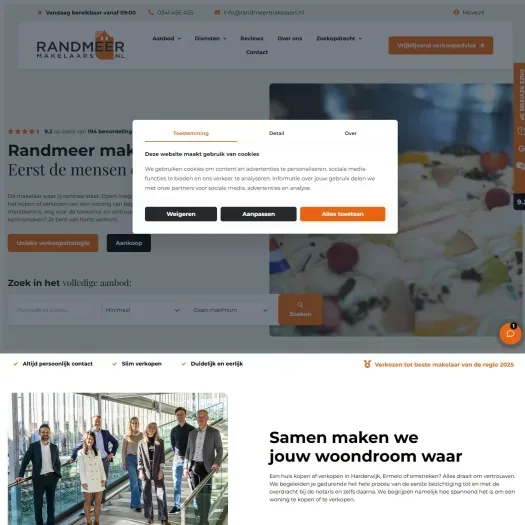 Screenshot van de website van www.randmeermakelaars.nl