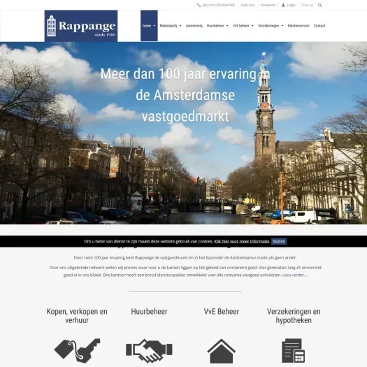 Screenshot van de website van www.rappange.com