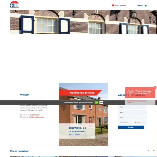 Screenshot van de website van www.rasmakelaars.nl
