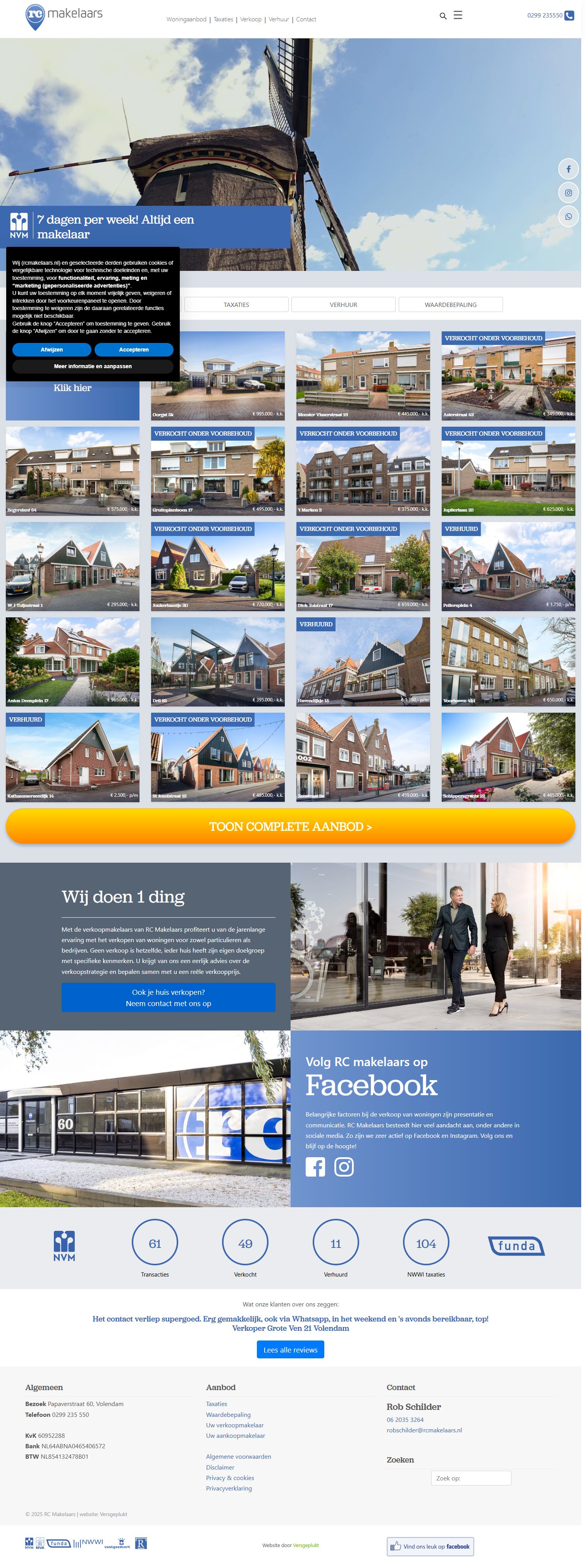 Screenshot of the website of www.rcmakelaars.nl