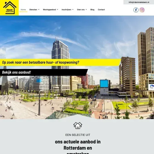 Screenshot van de website van www.rdammakelaars.nl