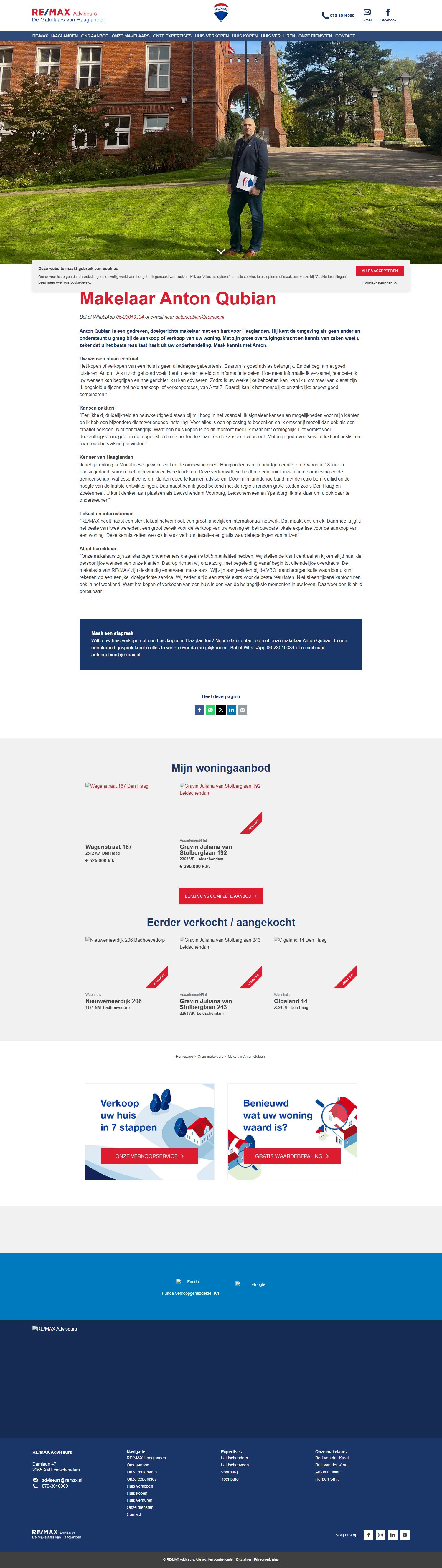 Screenshot of the website of www.makelaars-in-haaglanden.nl