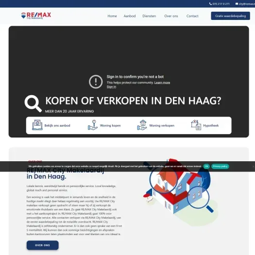 Screenshot van de website van www.remax-city.nl