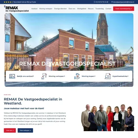 Screenshot van de website van www.makelaars-in-westland.nl
