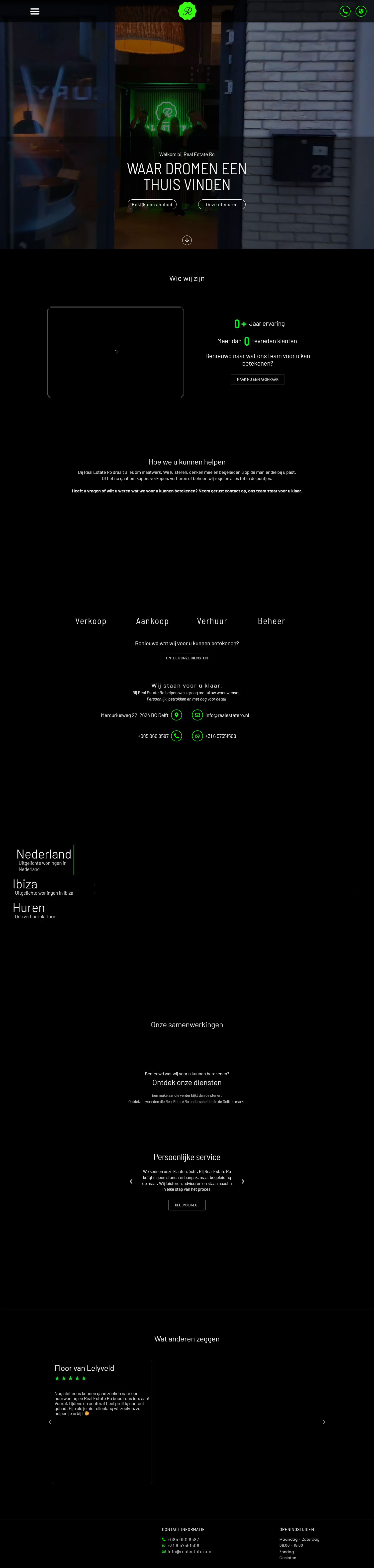 Screenshot van de website van www.realestatero.nl