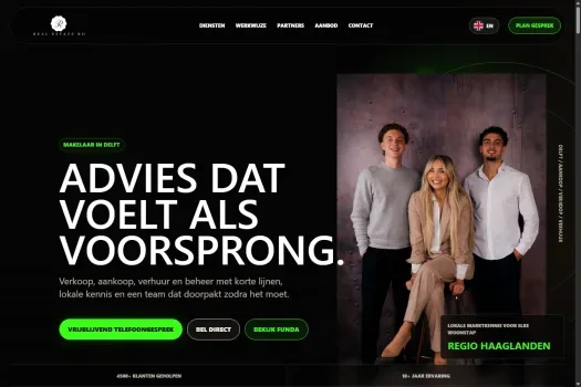 Screenshot van de website van www.realestatero.nl