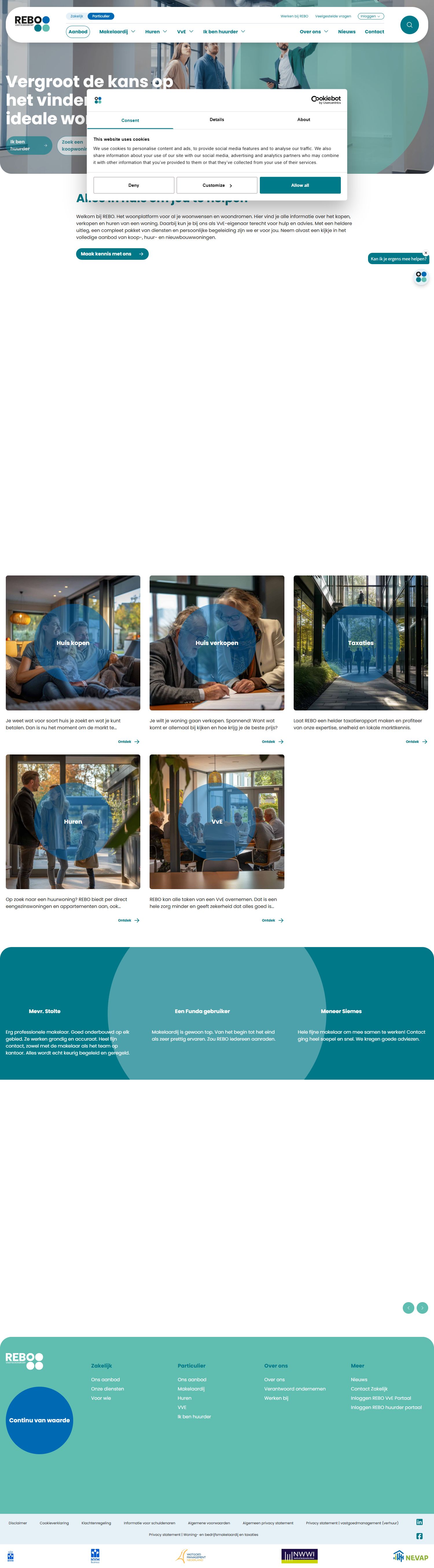 Screenshot der Website von www.rebogroep.nl