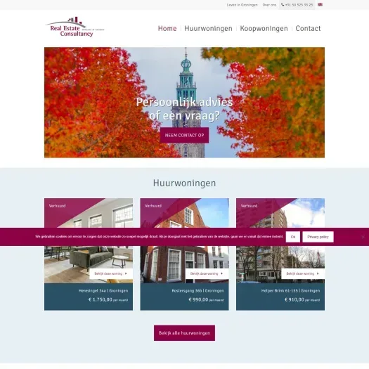Screenshot of the website of recvastgoed.nl