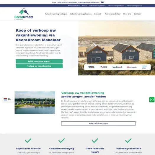 Screenshot van de website van www.recradroom.nl