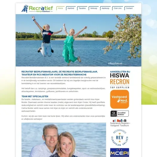 Screenshot of the website of recratief-bedrijfsmakelaars.nl