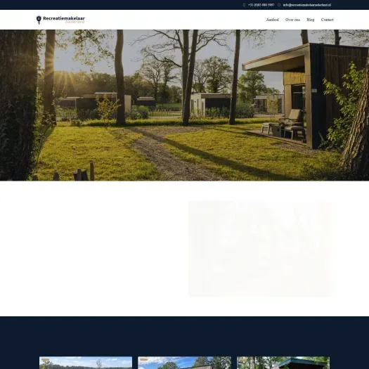 Screenshot of the website of www.recreatiemakelaarnederland.nl