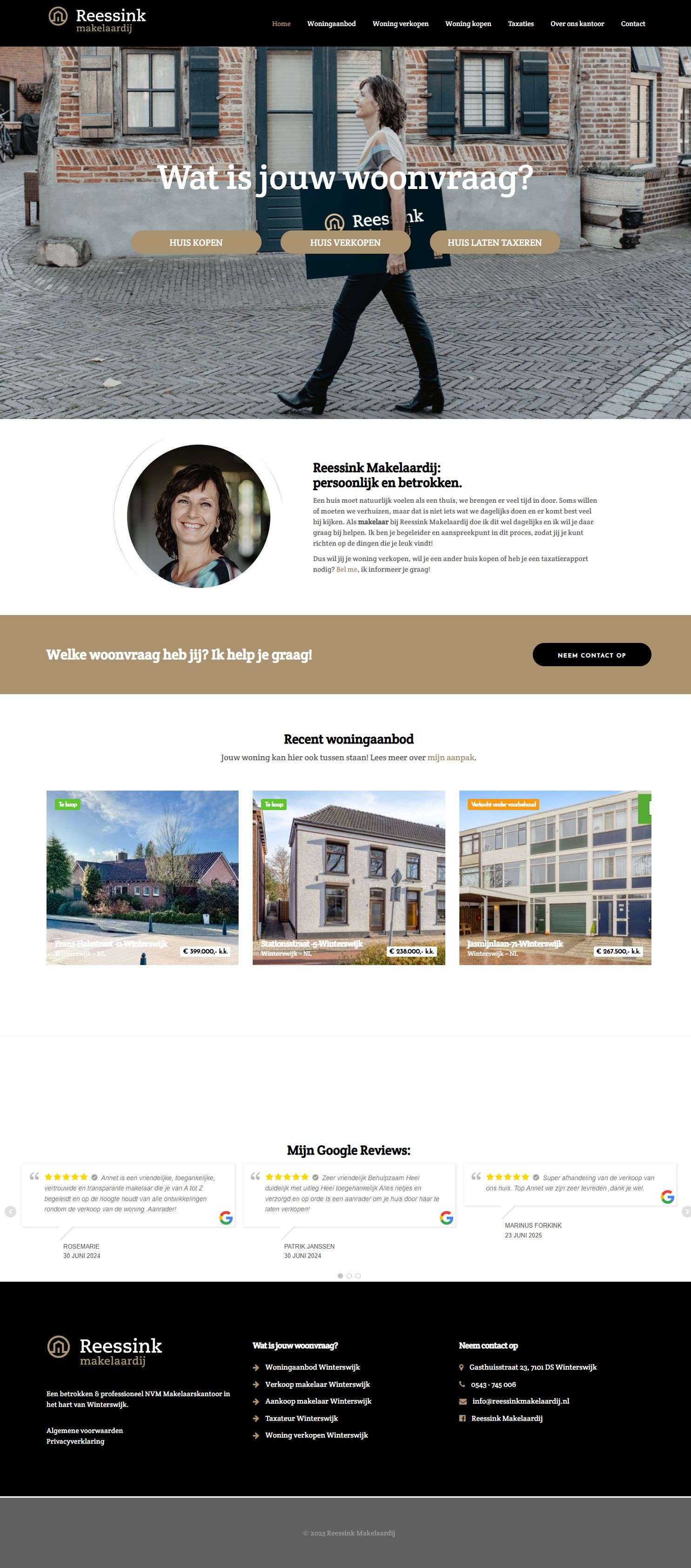 Screenshot of the website of www.reessinkmakelaardij.nl