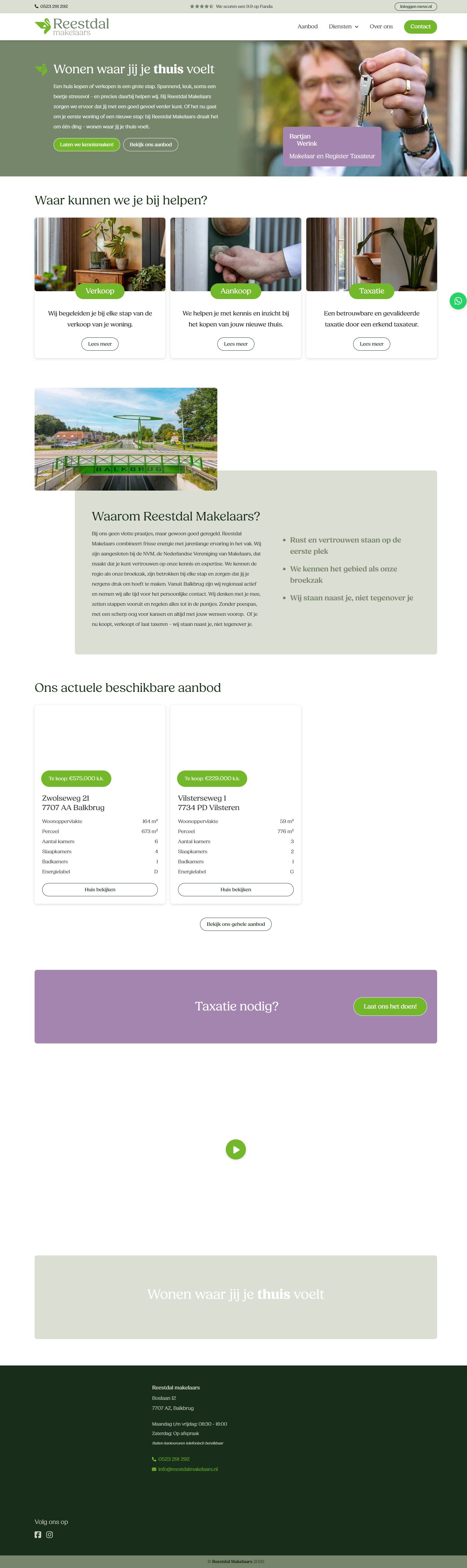Screenshot van de website van www.reestdalmakelaars.nl