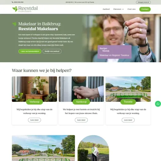 Screenshot van de website van www.reestdalmakelaars.nl