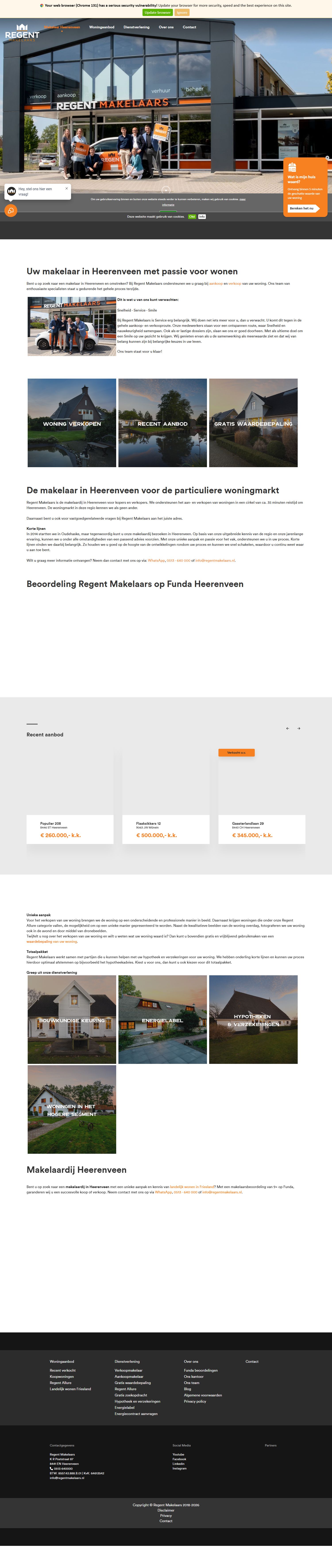 Capture d'écran du site web de www.regentmakelaars.nl