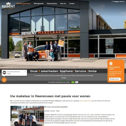 Screenshot der Website von www.regentmakelaars.nl